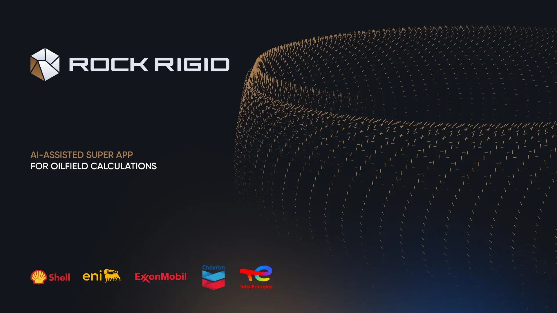 Визуал Rock Rigid с логотипом и золотистой абстрактной формой